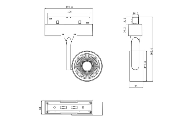 Трековый светильник Technical TR024-2-10B3K