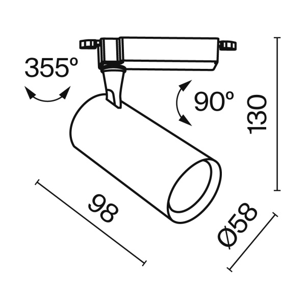 Трековый светильник Technical TR003-1-6W3K-S-B