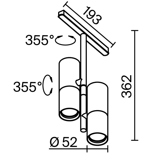 Трековый светильник Technical TR005-4-2X12W-DS-B