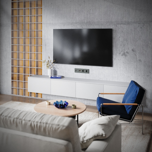 Розетка телевизионная встраиваемая VOLTUM S70 TV+RJ45 кат. 6, (титан)