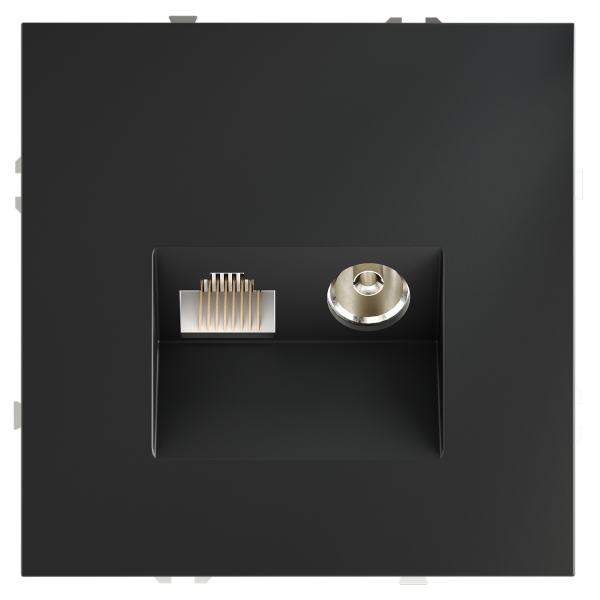 Розетка телевизионная встраиваемая VOLTUM S70 TV+RJ45 кат. 6, (графит)