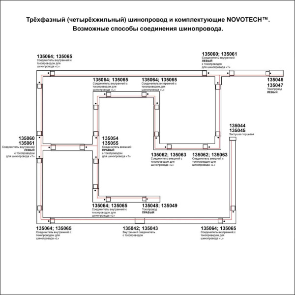 135065 PORT NT19 299 черный Соединитель "L" внутренний с токопроводом для трехфазного шинопровода