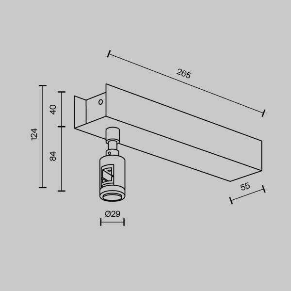Комплектующие для систем освещения с токоведущими элементами Technical TRA156C-BB1-B